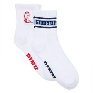 PINK Victoria's Secret “Giddy Up” 2 Pack Quarter Socks- NWT